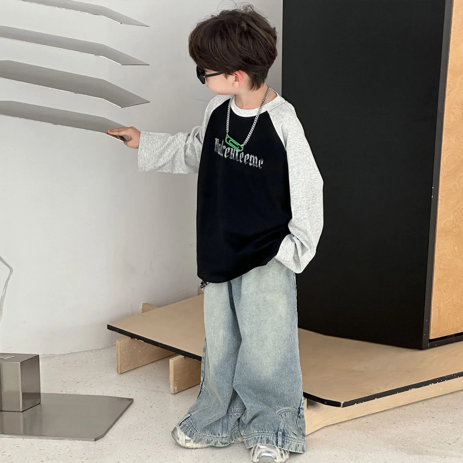 Boys Black Graphic Long Sleeve T-Shirt Spring Autumn 2025 — feature 6