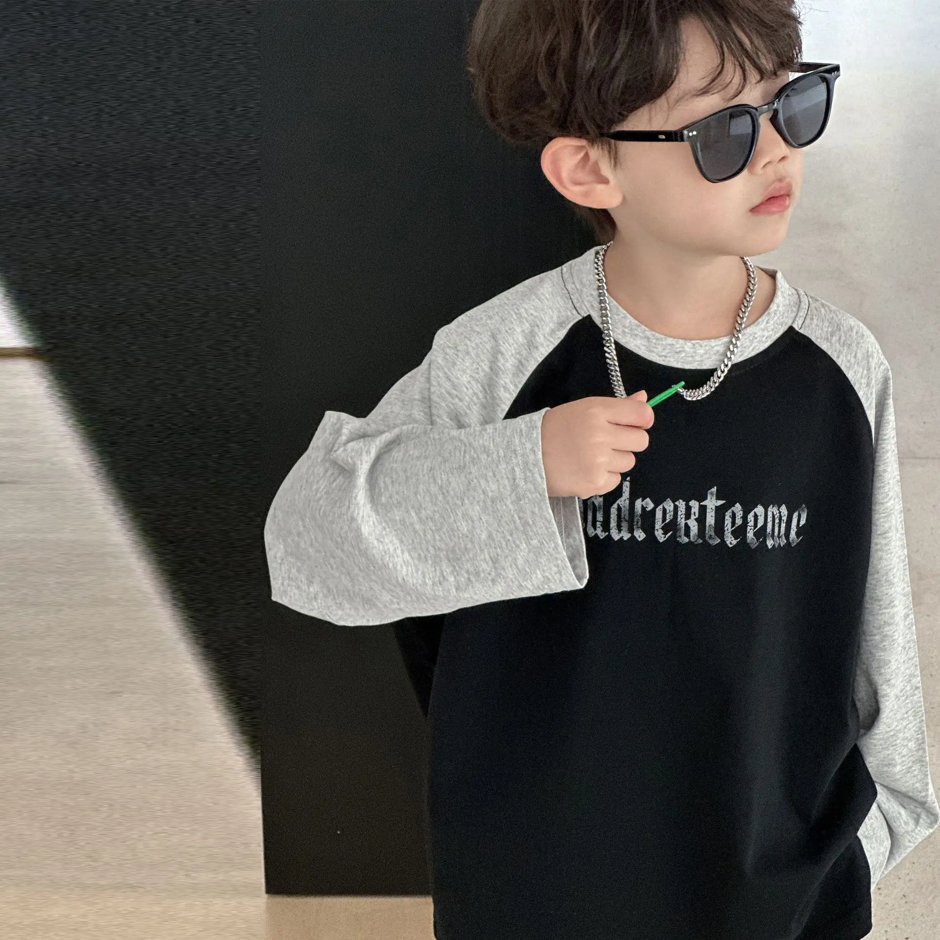 Boys Black Graphic Long Sleeve T-Shirt Spring Autumn 2025 — feature 7