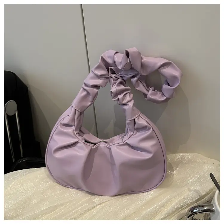 Purple Pleated Shoulder Bag for Women 2025 - Image 4