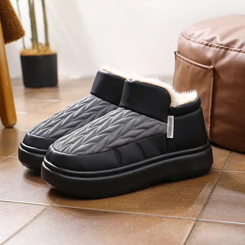 Men Winter Warm Velvet Snow Boots Black Non-Slip