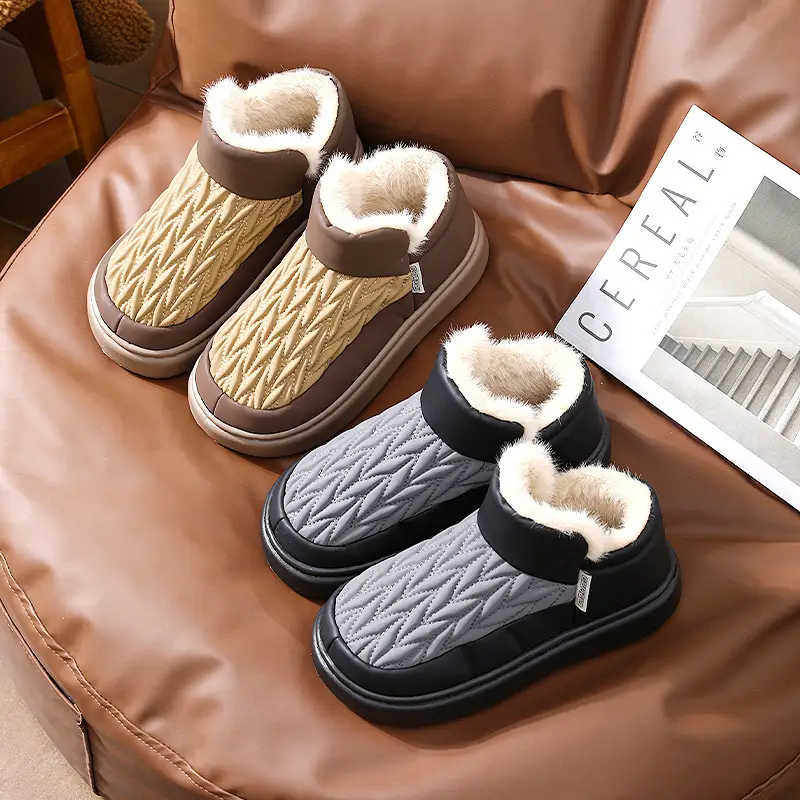 Men Winter Warm Velvet Snow Boots Black Non-Slip