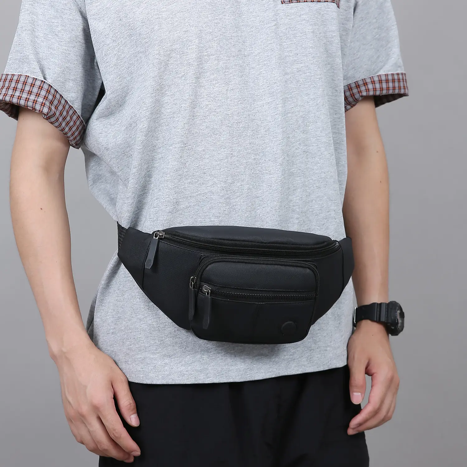 Men's GPS Crossbody Phone Bag Black GPS Linteners