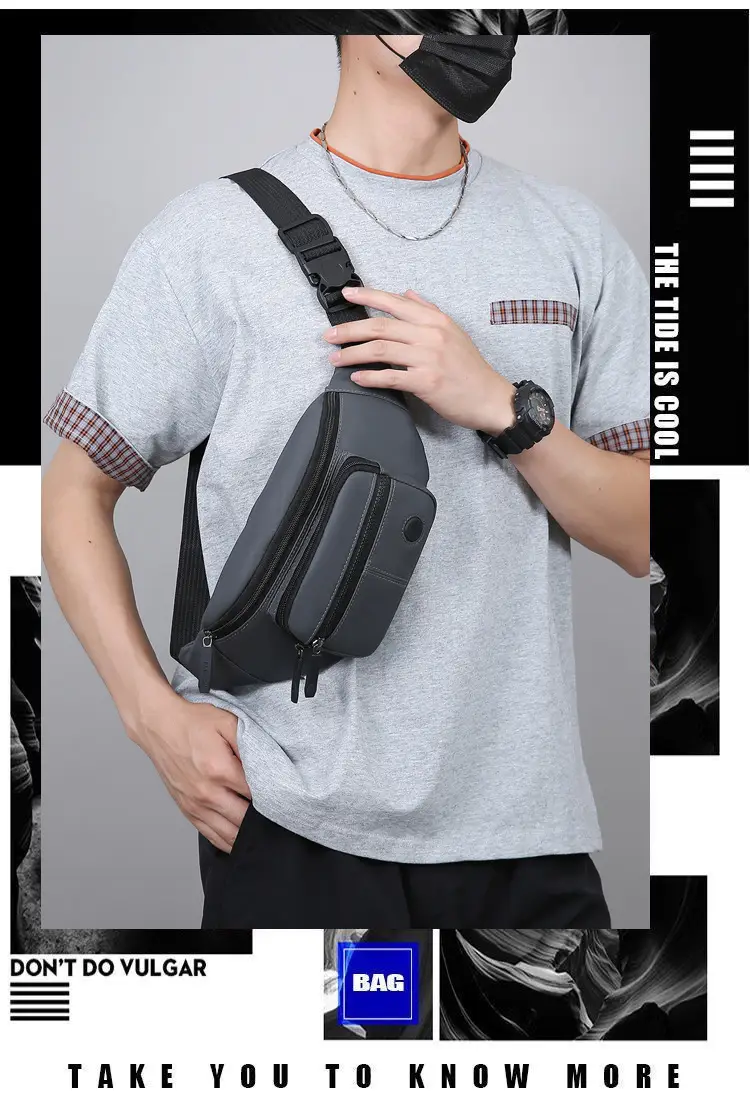 Men's GPS Crossbody Phone Bag Black GPS Linteners — feature 2