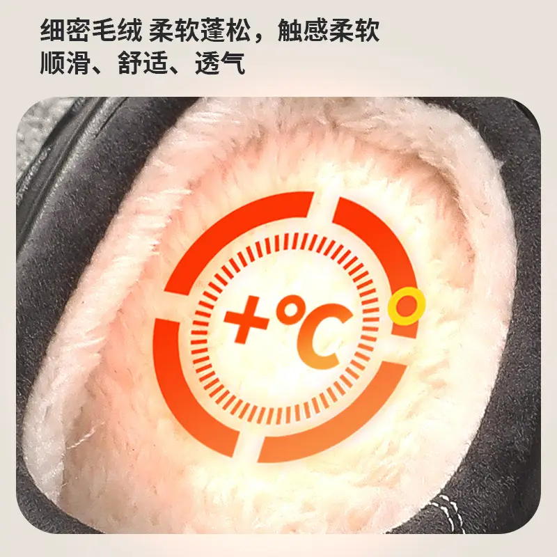 Men's Winter Fleece Lined Slippers Black Anti-Slip - Image 5