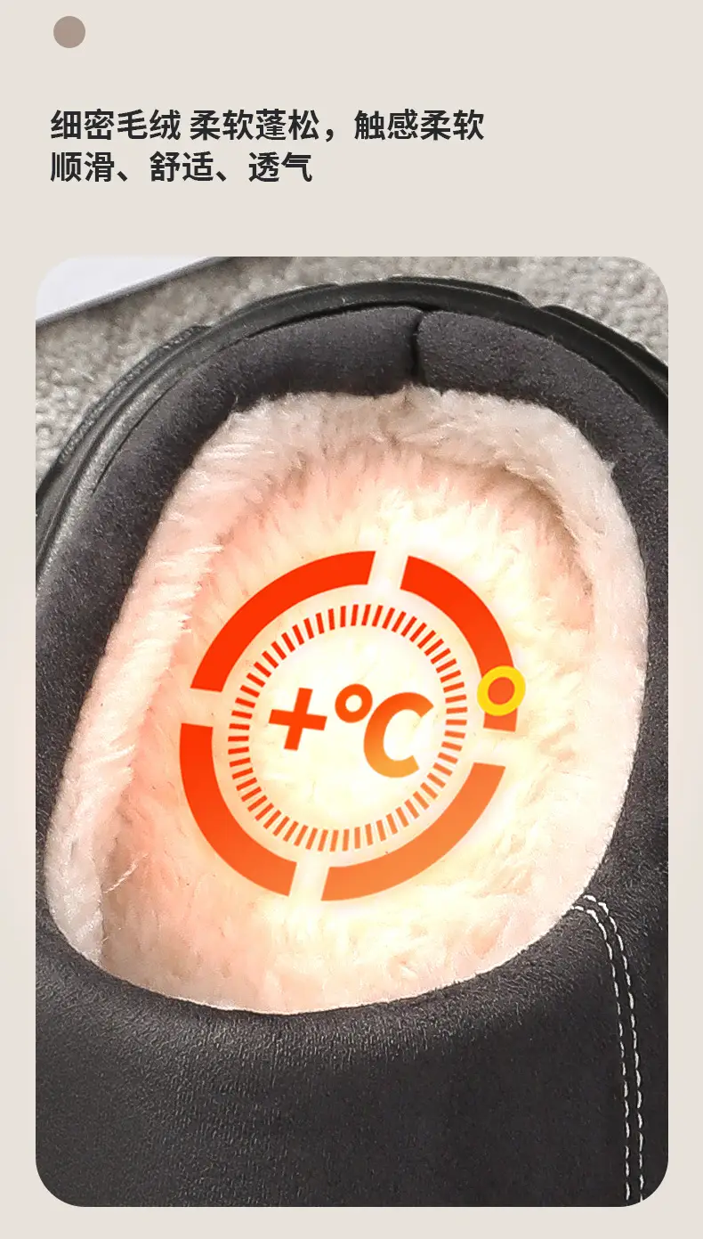 Men's Winter Fleece Lined Slippers Black Anti-Slip — feature 7