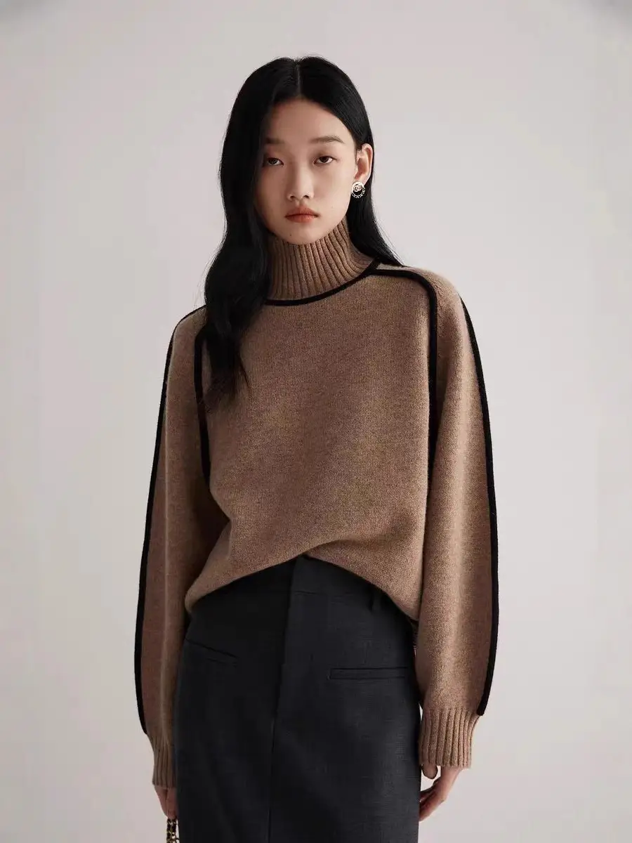 2026 Cross-Border Foreign Trade Autumn and Winter Style Slim Casual Loose Pullover Knitted Lazy Style Sweater for Women