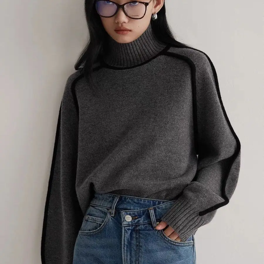 2026 Cross-Border Foreign Trade Autumn and Winter Style Slim Casual Loose Pullover Knitted Lazy Style Sweater for Women