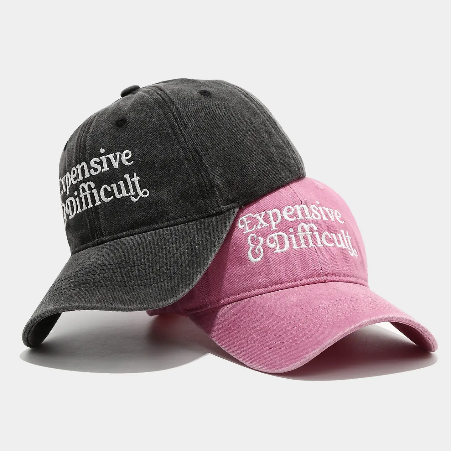 Expensive & Stylish Pink & Grey Baseball Cap with Embroidery - Image 6