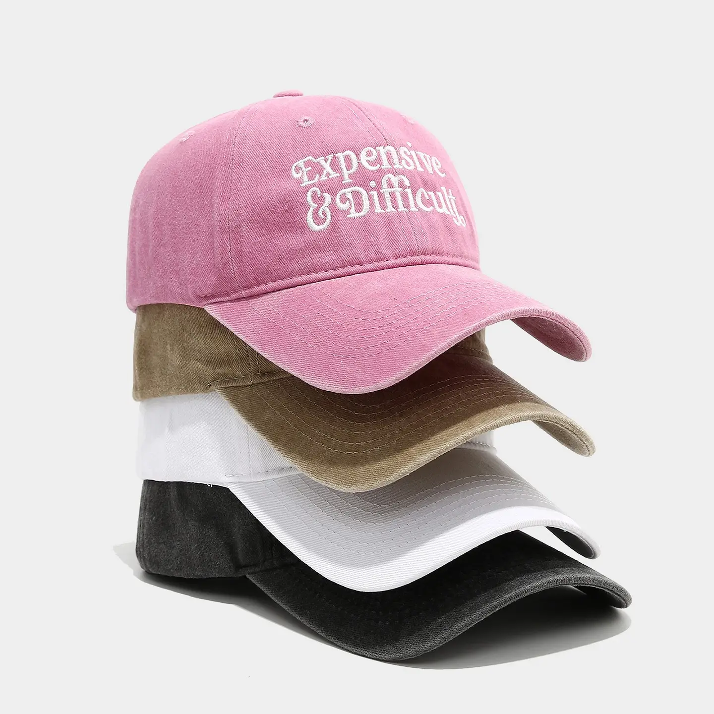 Expensive & Stylish Pink & Grey Baseball Cap with Embroidery — feature 1