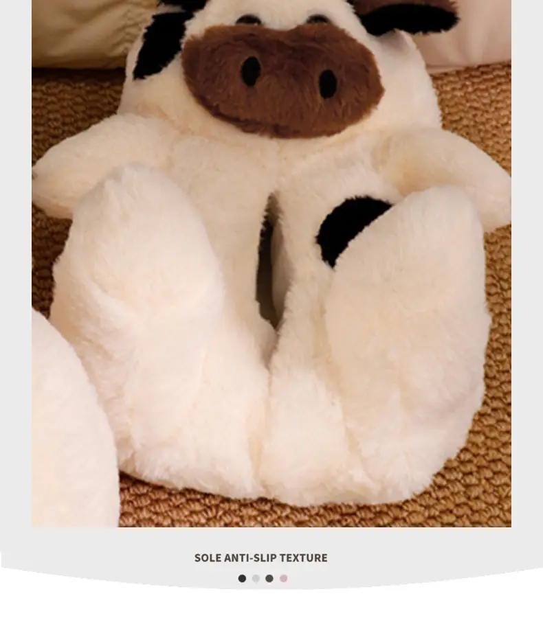 All-Inclusive Cartoon Little Cow Cotton Slippers for Men and Women, Winter Indoor Warm Plush Home Shoes Ins — feature 10