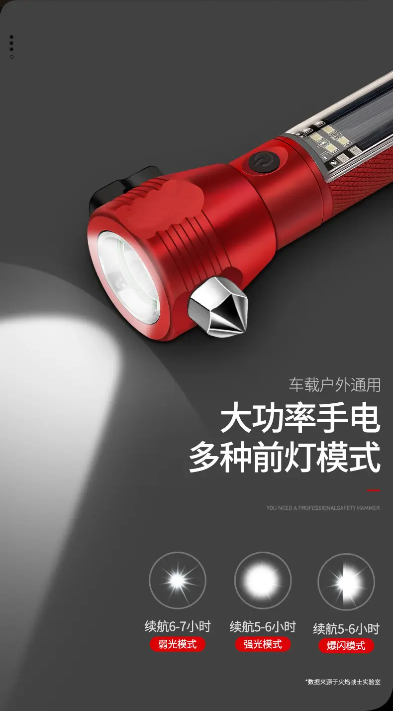 Car Safety Hammer LED Flashlight Emergency Kit — feature 5