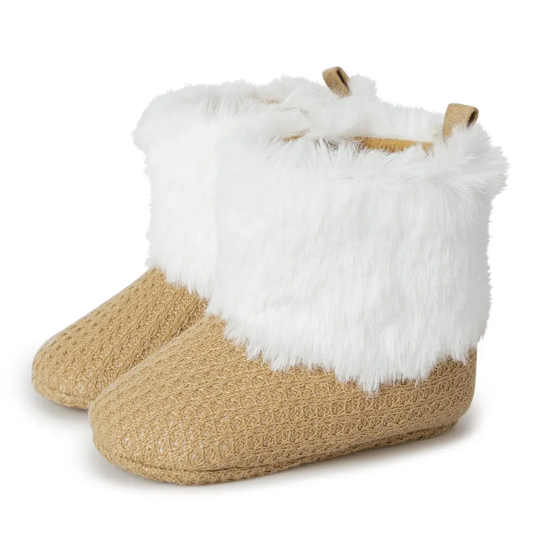 Cross-Border 0-1 Year Old Baby Girl Snow Boots with Fleece Lining, Non-Slip Baby Shoes, Winter Warm Toddler Shoes Baby Shoes
