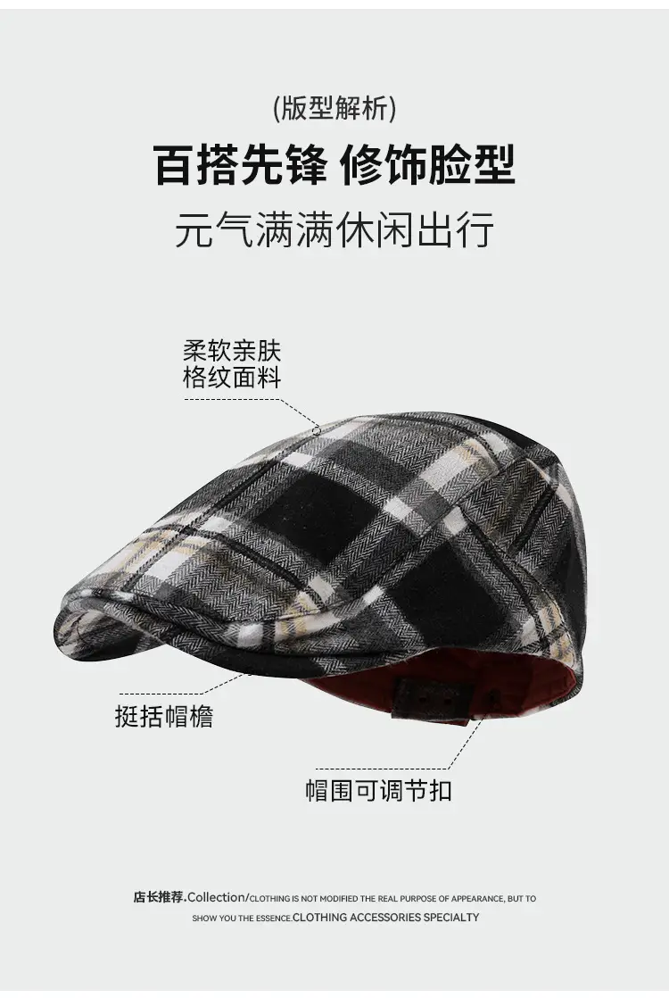 Plaid Ploucha Cap Retro American Classic Forward — feature 6