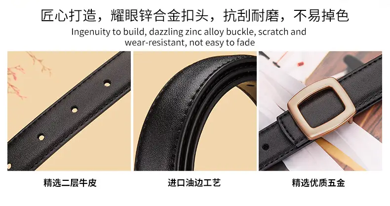 Women Genuine Leather Belt Black Brown Korean Style β feature 11