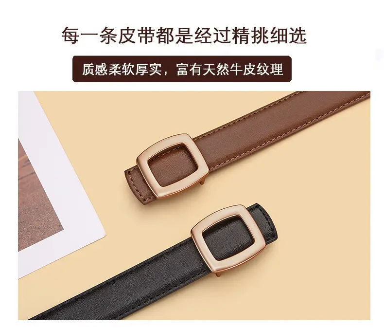 Women Genuine Leather Belt Black Brown Korean Style β feature 12