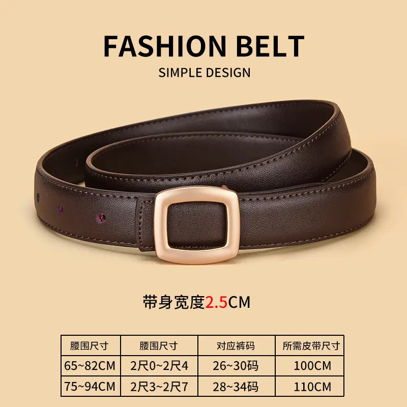 Women Genuine Leather Belt Black Brown Korean Style - Image 3