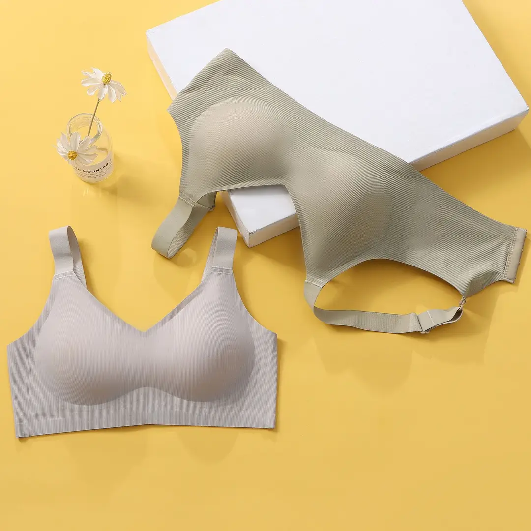 Large Size Four-Row Hook Seamless Jelly Soft Support Bra for Women, Adjustable, Wireless, Ultra-Soft and Thin Bra