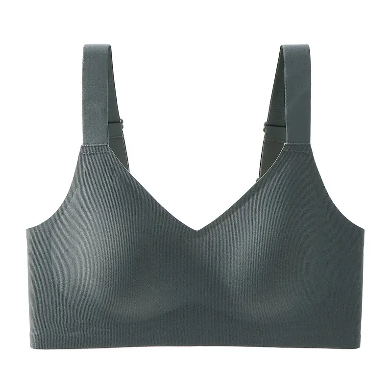 Large Size Four-Row Hook Seamless Jelly Soft Support Bra for Women, Adjustable, Wireless, Ultra-Soft and Thin Bra