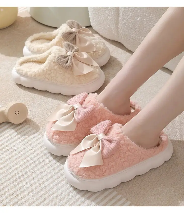 Butterfly Flower Stepping on Poop Feeling Cotton Slippers for Women Autumn and Winter 2025 New Indoor Home Thick-Soled Plush Postpartum Slippers for Women — feature 13