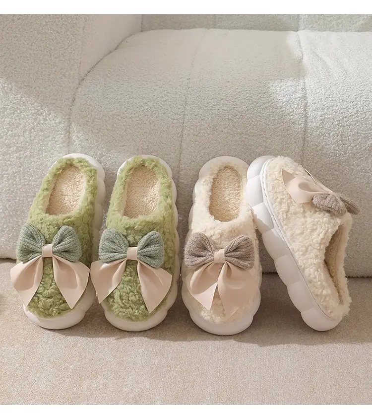 Butterfly Flower Stepping on Poop Feeling Cotton Slippers for Women Autumn and Winter 2025 New Indoor Home Thick-Soled Plush Postpartum Slippers for Women — feature 15