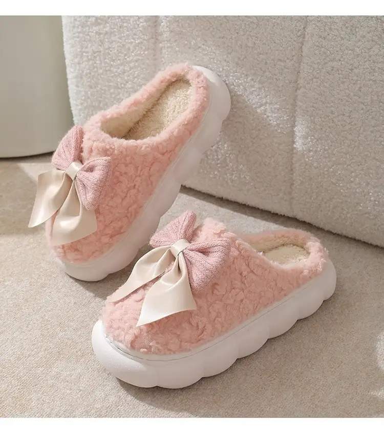 Butterfly Flower Stepping on Poop Feeling Cotton Slippers for Women Autumn and Winter 2025 New Indoor Home Thick-Soled Plush Postpartum Slippers for Women — feature 17