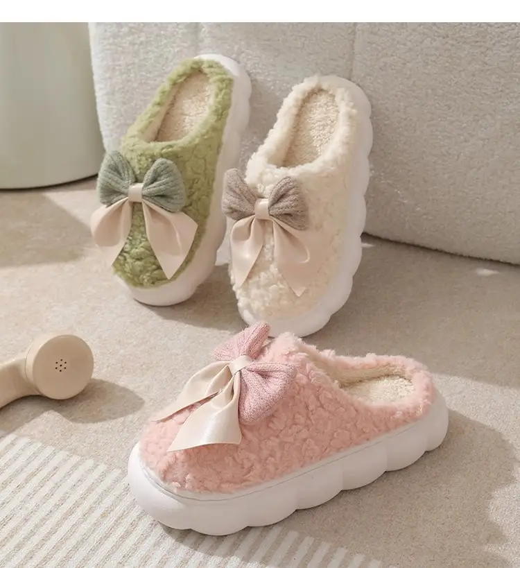 Butterfly Flower Stepping on Poop Feeling Cotton Slippers for Women Autumn and Winter 2025 New Indoor Home Thick-Soled Plush Postpartum Slippers for Women — feature 19