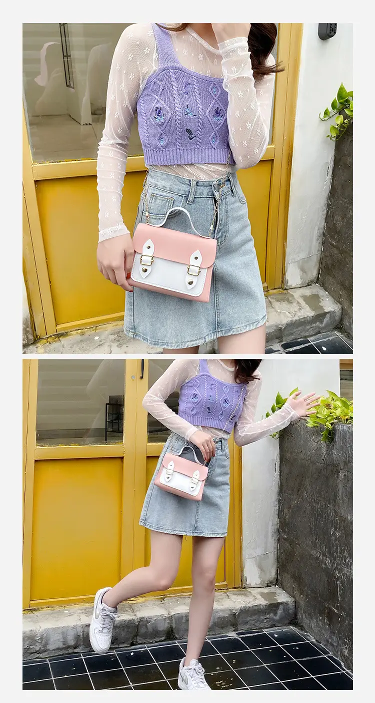 White Crystal Embroidered Handbag with Drawstring Lock — feature 17