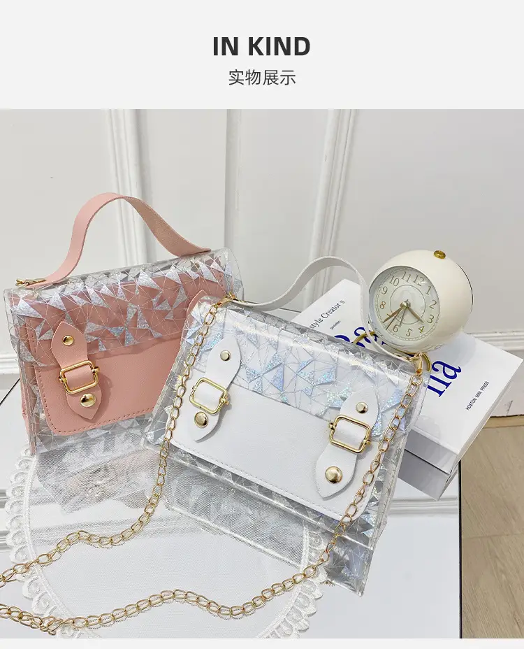 White Crystal Embroidered Handbag with Drawstring Lock — feature 20
