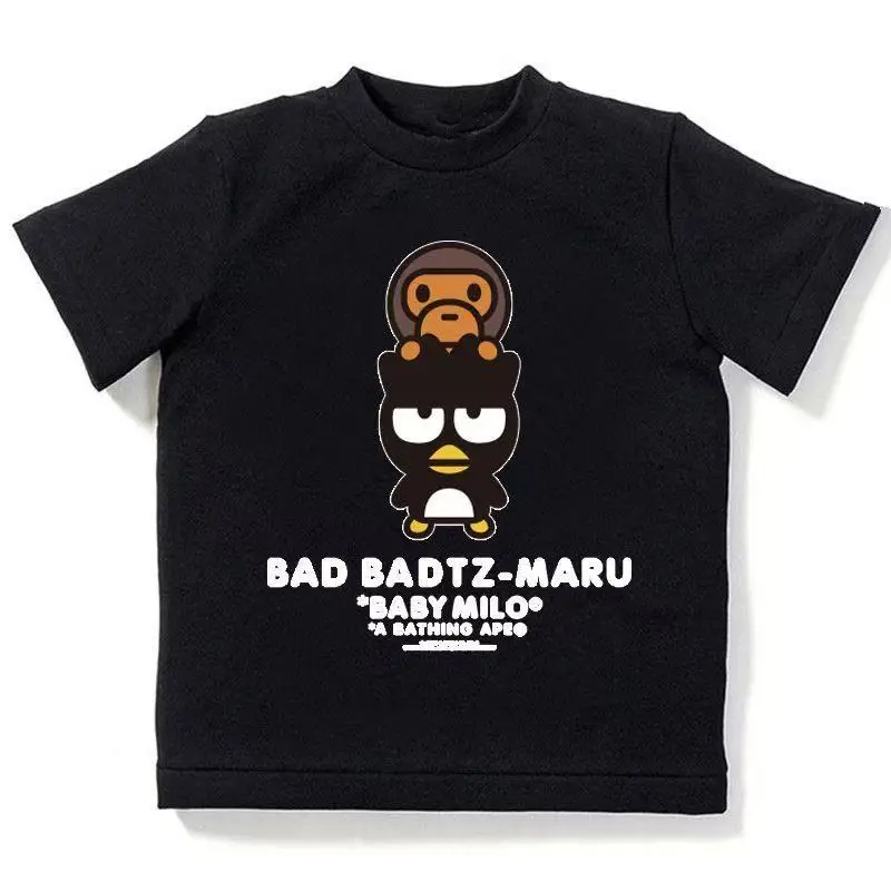 2025 Cartoon Print Kids T-Shirt Black Bad Badt Z-Maru Baby Milo - Image 3