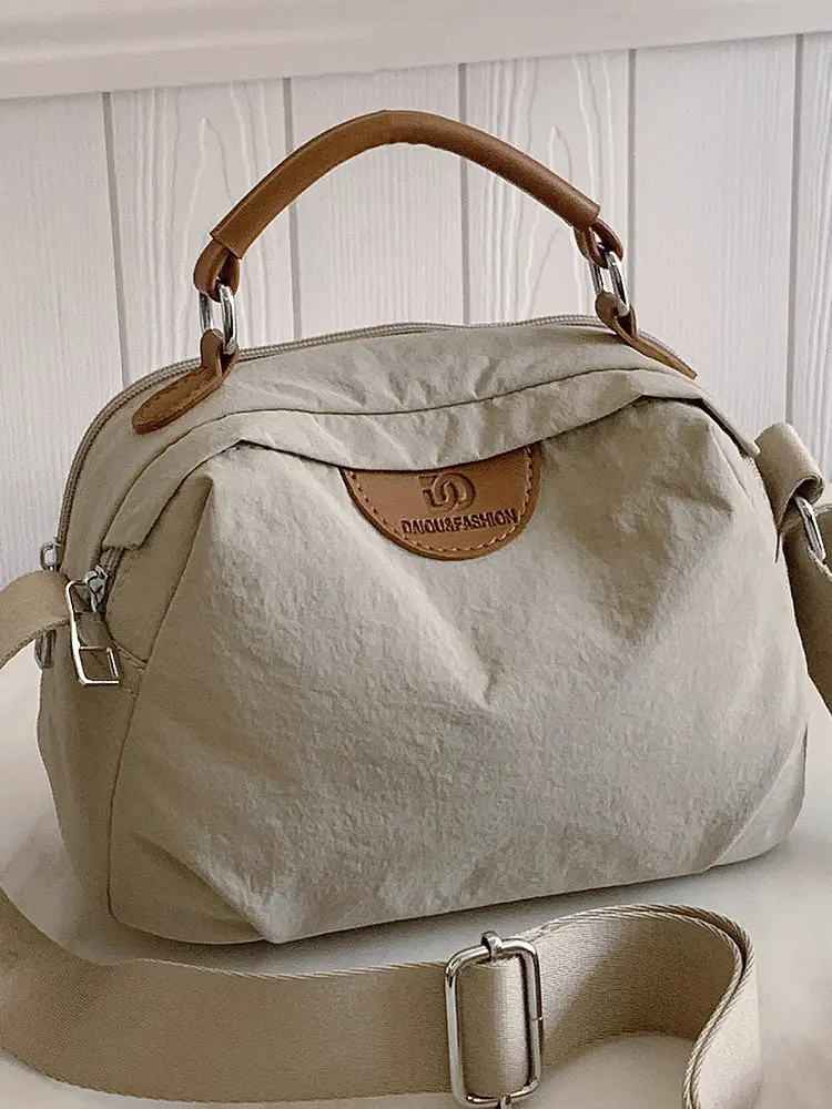 Light Beige Women's Shoulder Bag with Top Handle