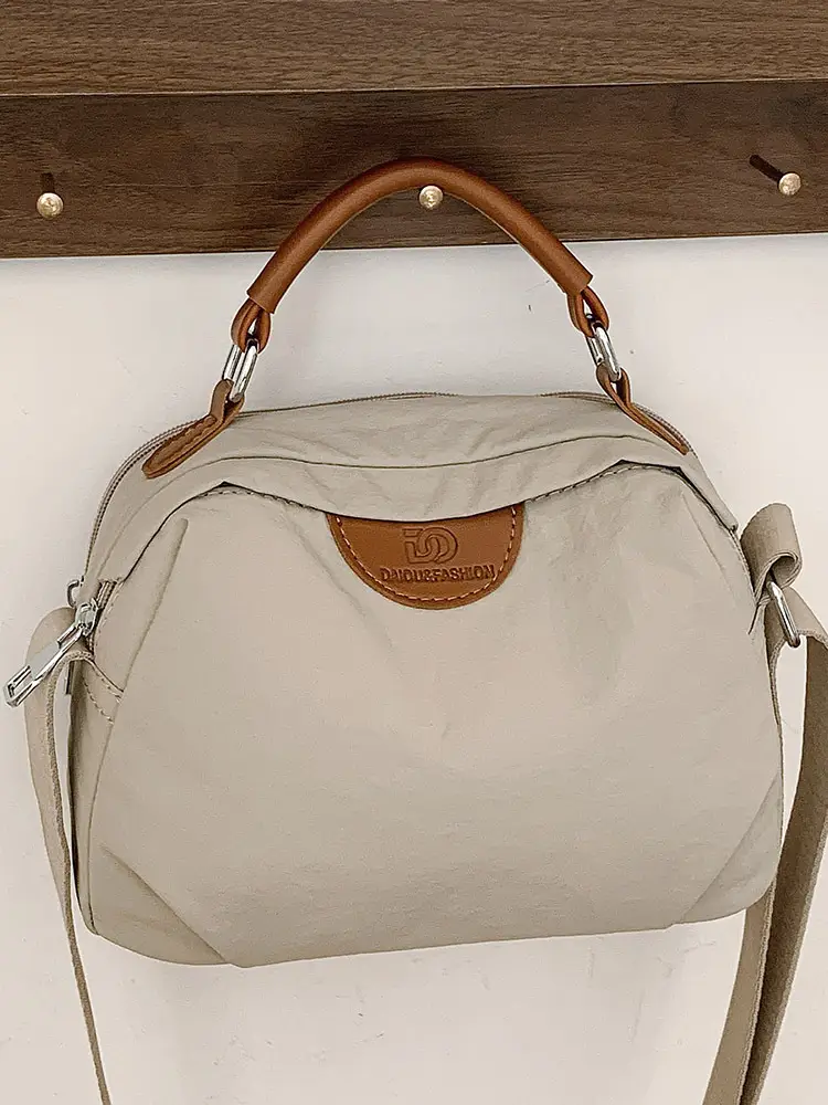Light Beige Women's Shoulder Bag with Top Handle
