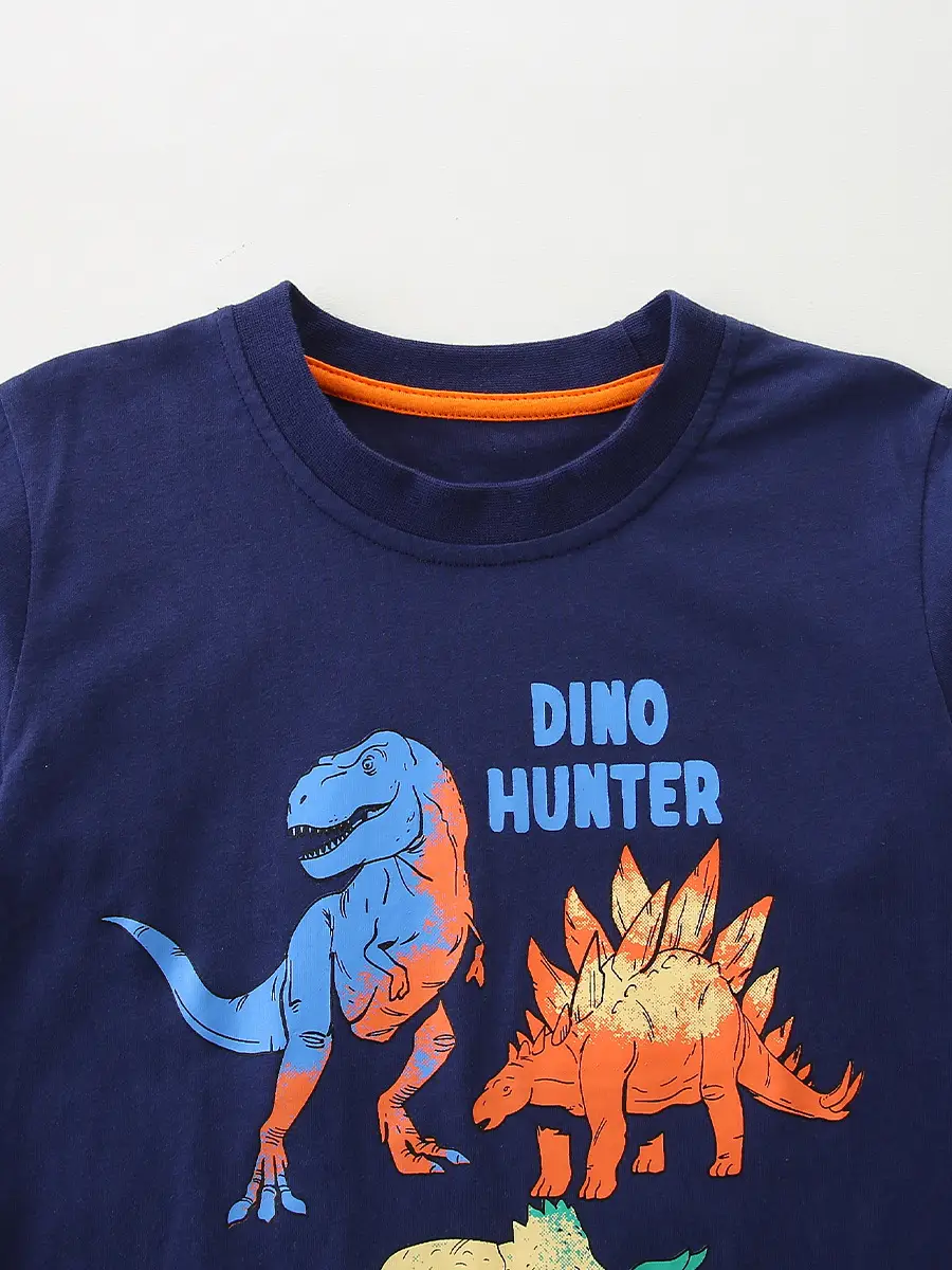 Dinosaur Print Boys Long Sleeve T-Shirt Navy Blue - Image 5