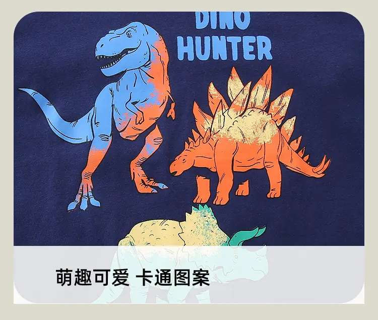 Dinosaur Print Boys Long Sleeve T-Shirt Navy Blue — feature 24