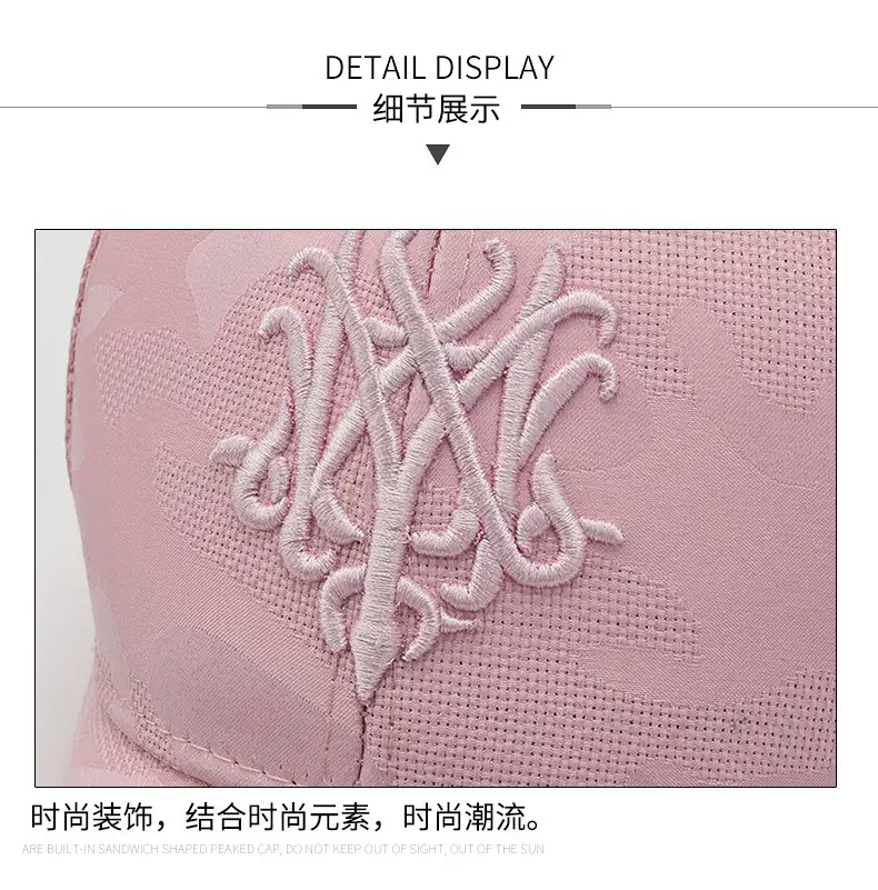 Pink Embroidered Baseball Cap for Women Sun Protection — feature 11
