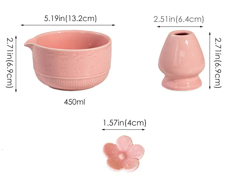 Cross-Border Japanese Matcha Tea Set 7-Piece Pink Ceramic Bowl — feature 13