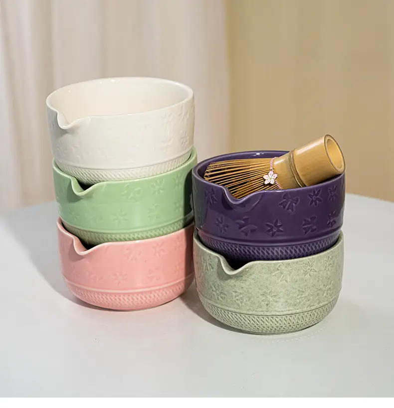 Cross-Border Japanese Matcha Tea Set 7-Piece Pink Ceramic Bowl — feature 5