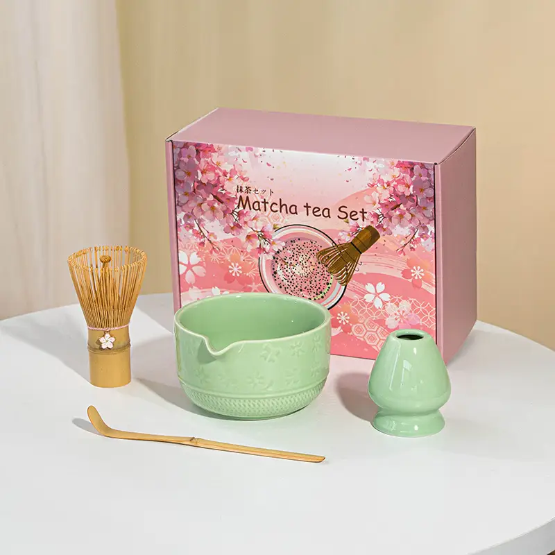 Cross-Border Japanese Matcha Tea Set 7-Piece Pink Ceramic Bowl - Image 13