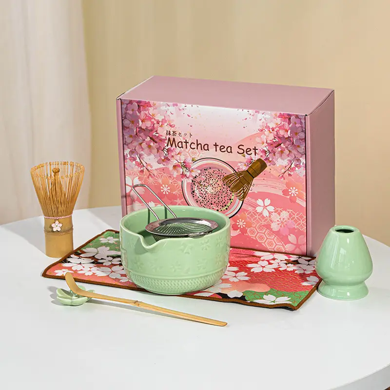 Cross-Border Japanese Matcha Tea Set 7-Piece Pink Ceramic Bowl - Image 15
