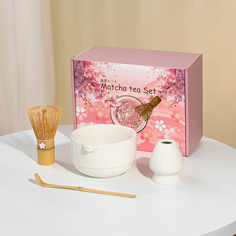 Cross-Border Japanese Matcha Tea Set 7-Piece Pink Ceramic Bowl - Image 17