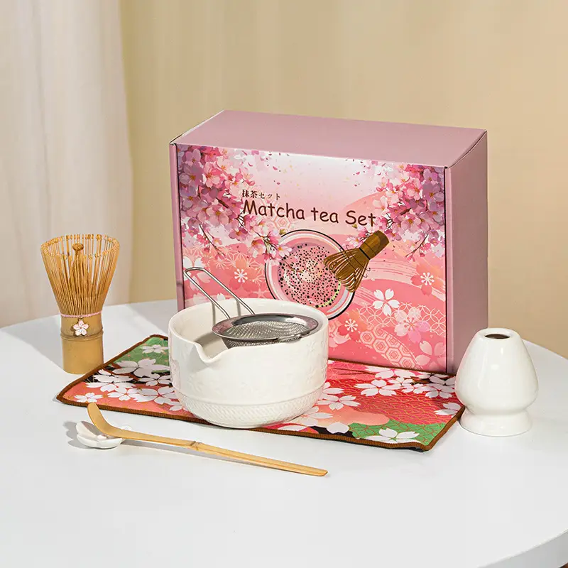Cross-Border Japanese Matcha Tea Set 7-Piece Pink Ceramic Bowl - Image 19