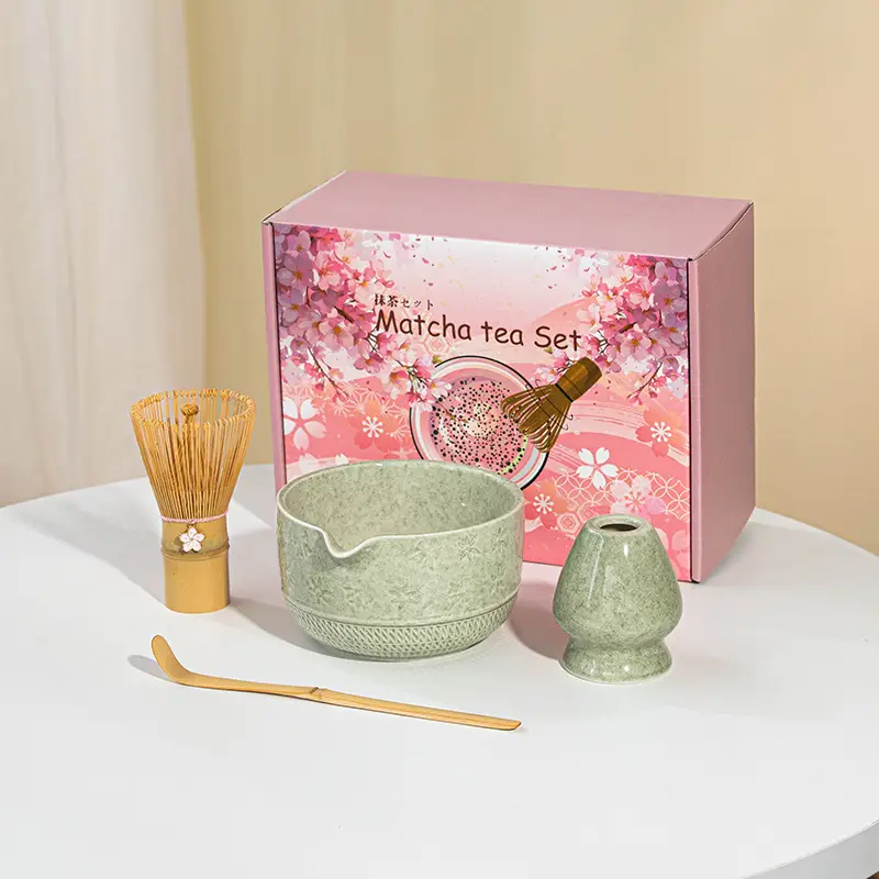 Cross-Border Japanese Matcha Tea Set 7-Piece Pink Ceramic Bowl - Image 5