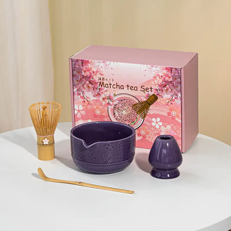 Cross-Border Japanese Matcha Tea Set 7-Piece Pink Ceramic Bowl - Image 9