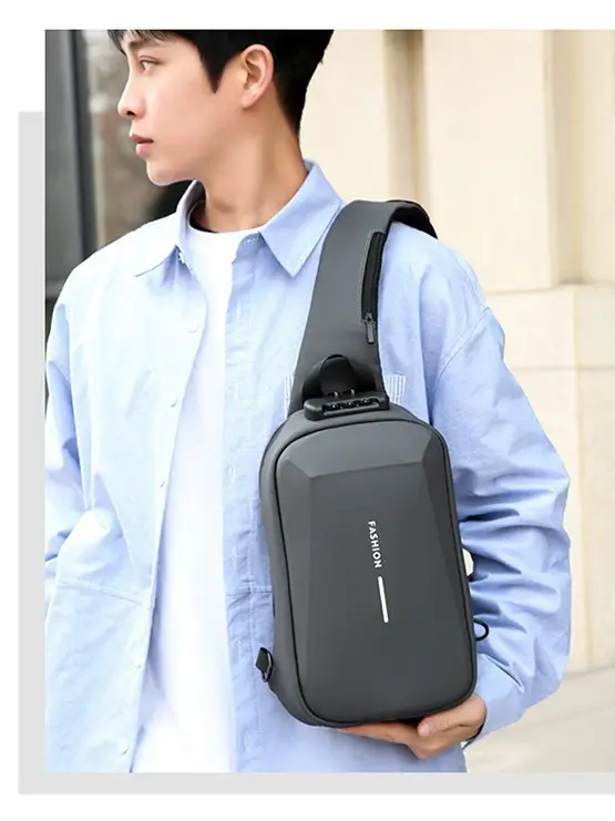 Men's Black Crossbody Bag Large Capacity Casual Luggage