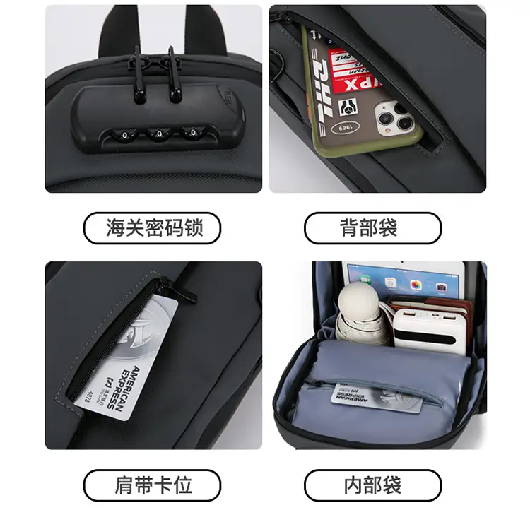 Men's Black Crossbody Bag Large Capacity Casual Luggage — feature 12