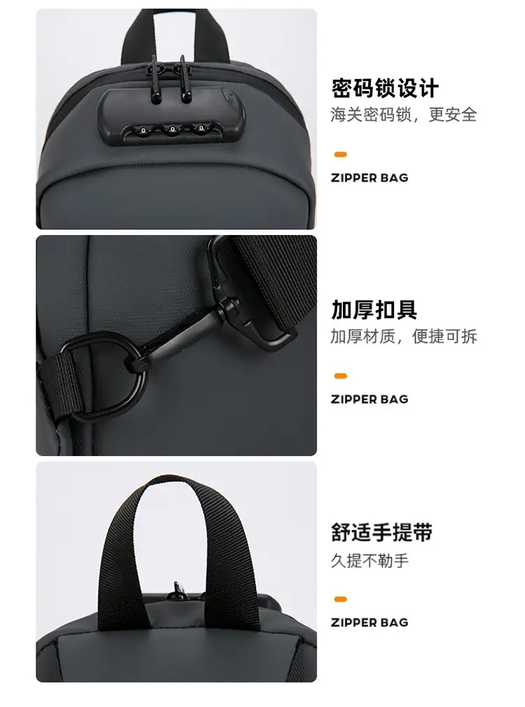 Men's Black Crossbody Bag Large Capacity Casual Luggage — feature 14