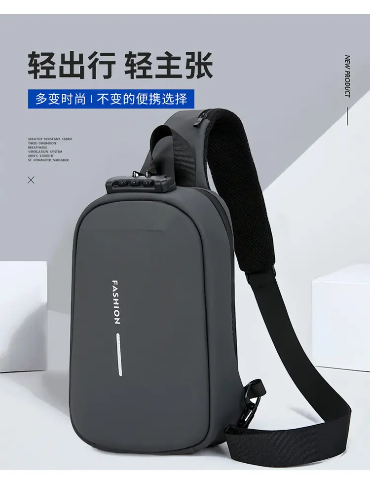 Men's Black Crossbody Bag Large Capacity Casual Luggage — feature 2