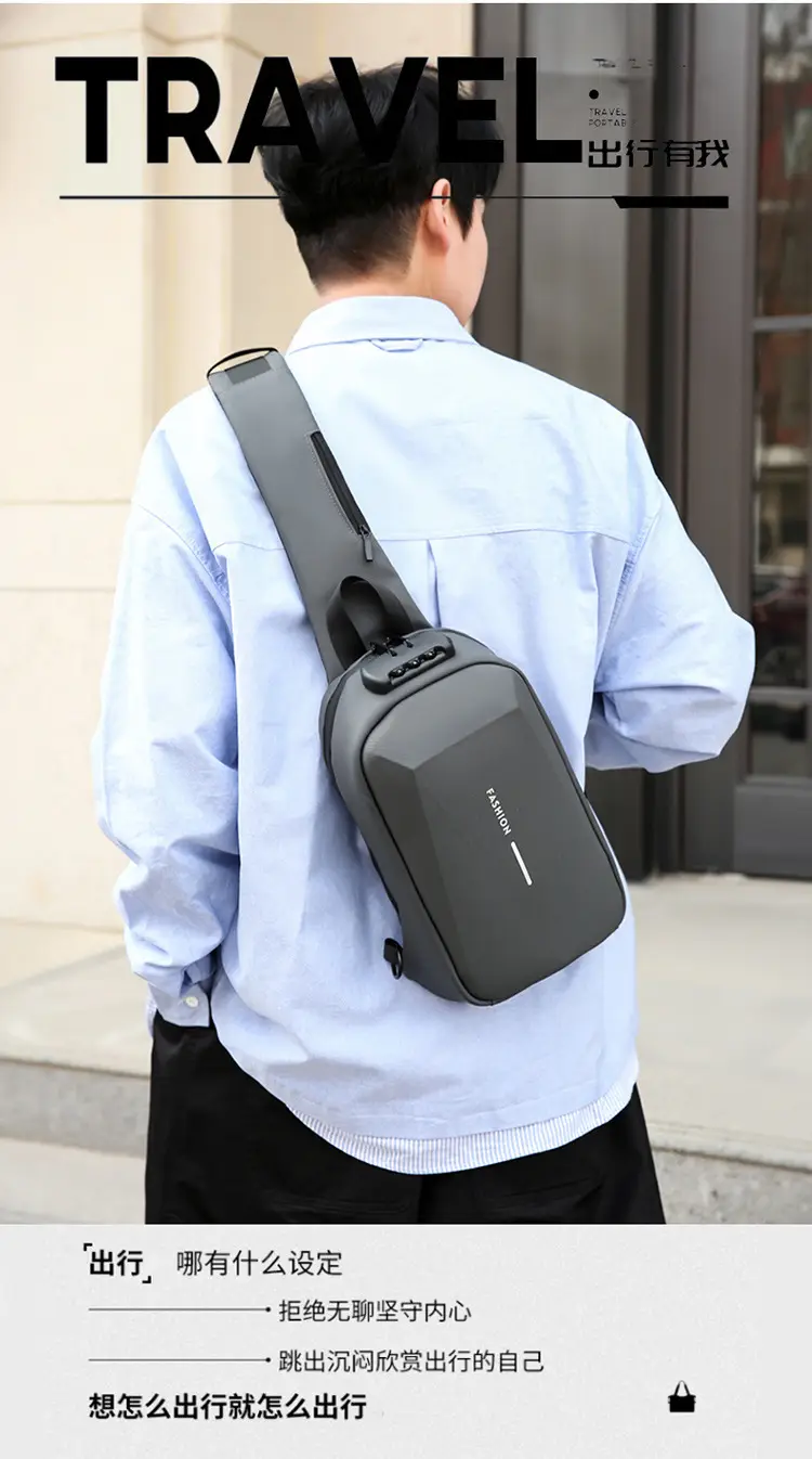 Men's Black Crossbody Bag Large Capacity Casual Luggage — feature 3