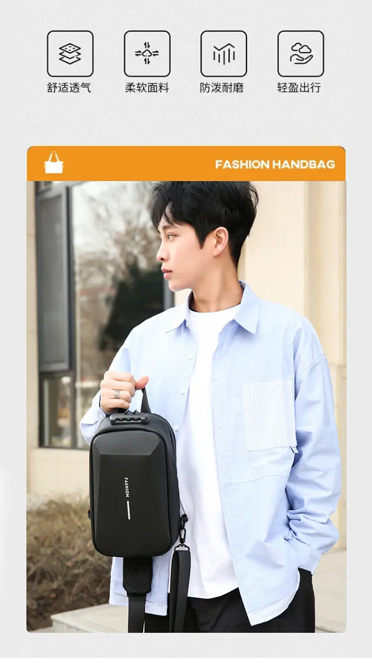 Men's Black Crossbody Bag Large Capacity Casual Luggage — feature 4