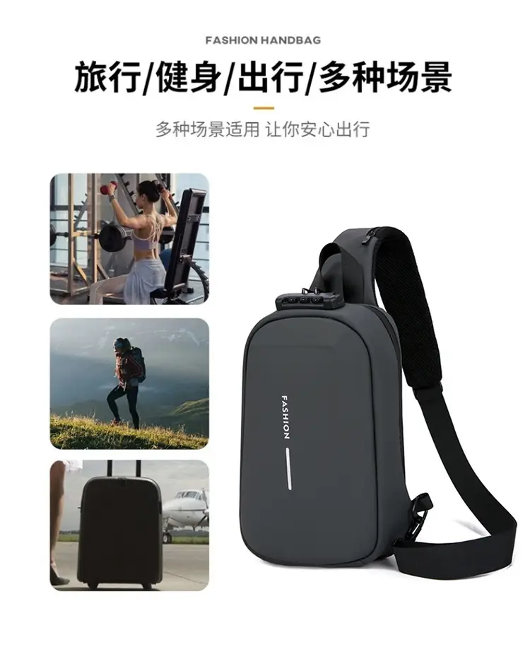 Men's Black Crossbody Bag Large Capacity Casual Luggage — feature 5