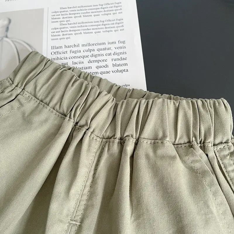 Children Summer Shorts Set Olive Green Cartoon Print — feature 13